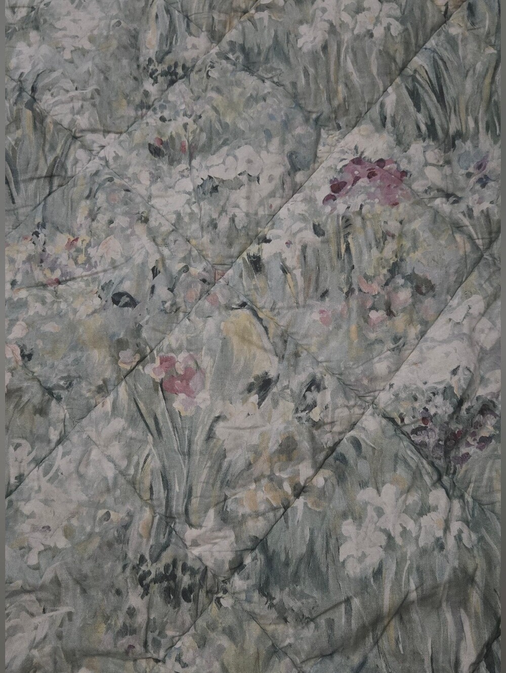 Pottery Barn Giverny Fleur Organic Percale Comforter King Cal King Gray Floral